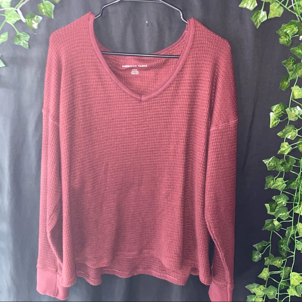 AE soft and sexy plush long-sleeve v-neck tshirt